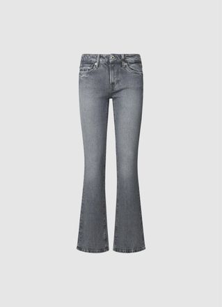 Pepe Jeans London Bootcut-Jeans PEPE JEANS BOOTCUT LW, Damen, Gr. 27, L&auml;nge 32, grau (grau wiser wash), Denim/Jeans, Obermaterial: 99% Baumwolle, 1% Elasthan, bootcut f
