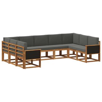 vidaXL Conjunto De Sof&aacute;s De Exterior 9 Pcs Natural Y Antracita Vidaxl