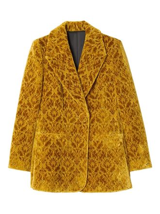 Burberry Baroque Velvet blazer - women - Cotton/Viscose/Polyester/Viscose - 4 - Yellow