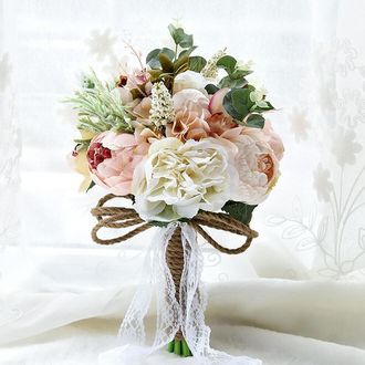 OEM Ramo De Peon&iacute;as Y Rosas Artificiales Winysin, Ramo De Boda Hecho A Mano Para Damas De Honor, Ramo De Novia De Seda