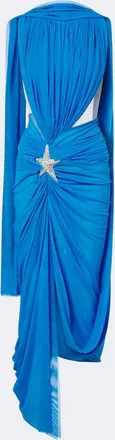 DAVID KOMA Draped embellished tulle midi dress