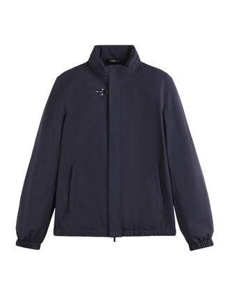 Fay Versatile Navy Stretch Jacket with Leather Accents