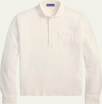 Ralph Lauren Purple Label Mens Garment Washed Long-Sleeve Polo Shirt