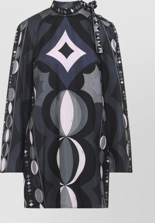 Pucci geometric pattern long sleeve high neck dress