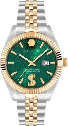 Philipp Plein Date Superlative Two-Tone Bracelet Watch, 41mm in Two Tone/green at Nordstrom