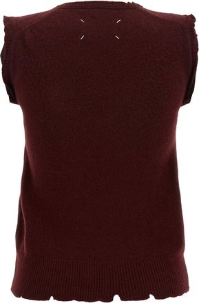 Maison Margiela Distressed Virgin Wool Vest - Burgundy
