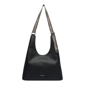 Calvin Klein Borsa a spalla grande con tracolla in tessuto regolabile - - Bags - Donna - Nero - ONE SIZE