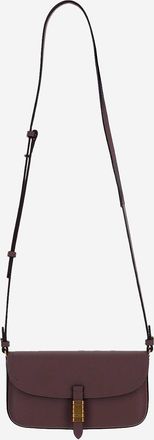 Pinko Bordeaux Saddle Leather Shoulder Bag with Flap Closure
