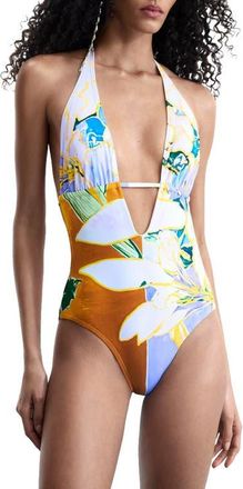 Desigual Cutout One-Piece Swimsuit in Orange Multi at Nordstrom, Size X-Large