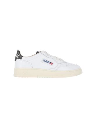 Autry Rounded Toe Low-Top Sneakers with Multicolor Logo Patch
