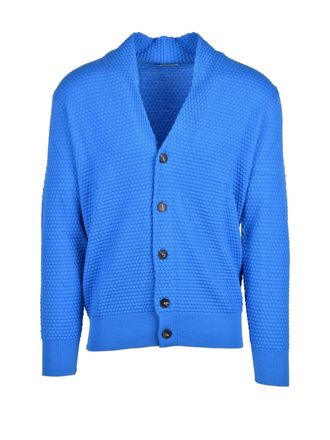 KANGRA Light Blue Merino Wool Button Cardigan