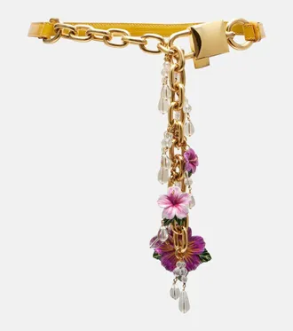 Dolce & Gabbana Embellished leather and chain belt