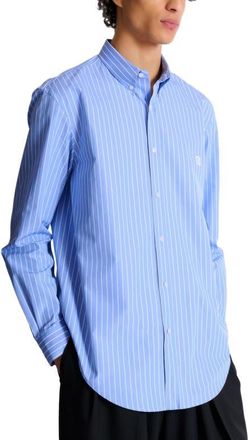 Balmain Striped regular-fit shirt in Blue at Nordstrom, Size 41 Eu
