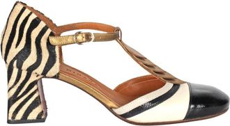 Chie Mihara Leren en ponyhaar pumps - Dames - Sandalen met hakken - Veelkleurig - 38 EU - Leer - Schoenen