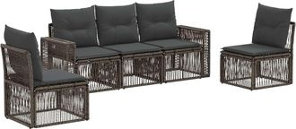 vidaXL Conjunto De Sof&aacute;s De Jard&iacute;n 5 Uds. Gris Y Gris Oscuro Vidaxl