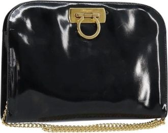 Ferragamo Pre-owned Shoulder Bags, female, Black, Size: ONE SIZE Pre-owned Coated Canvas Shoulder Bag