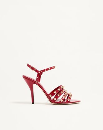 Valentino Garavani Sandalo Rockstud In Capretto 100mm Donna ROSSO 35.5