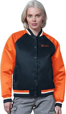 Starter Womens Starter Navy/Orange Chicago Bears Satin Full-Snap Vintage Varsity Jacket at Nordstrom, Size Xx-Large