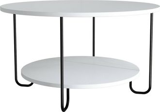 Calicosy Calicosy - Mesa De Centro Con 2 Bandejas Y Patas De Metal - Di&aacute;metro 80 Cm - Corro