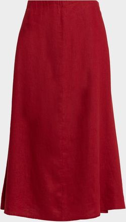 Eileen Fisher A-Line Organic Linen Midi Skirt