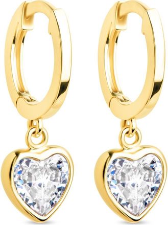 Sterling Forever Lizzy Heart Drop Hoop Earrings in Gold at Nordstrom