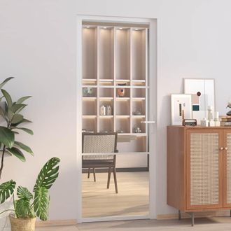 vidaXL Vidaxl - Puerta Interior Vidrio Egs Y Aluminio Blanco 83x201,5 Cm