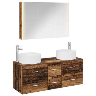 vidaXL Juego De Muebles De Ba&ntilde;o 4 Uds. Madera Envejecida Vidaxl
