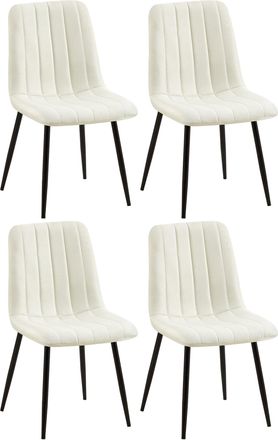 Clp Set De 4 Sillas De Sal&oacute;n Dijon En Tela O Terciopelo Crema Tela