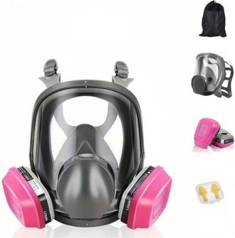 OEM Mascarilla Facial Completa Reutilizable 6 En 1, Antivaho Y A Prueba De Polvo, Para Gases, Pinturas, Productos Qu&iacute;micos Y Gripe
