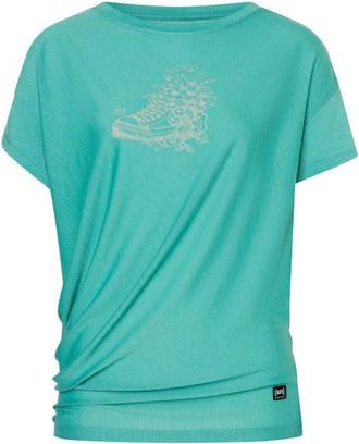 super.natural Flower Sneakers Loose Tee Merinoshirt f&uuml;r Damen | t&uuml;rkis