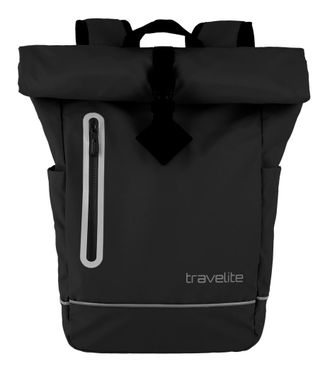 Travelite Freizeitrucksack TRAVELITE BASICS Roll-Up Rucksack Plane, Damen, Gr. B/H/T: 26cm x 60cm x 15cm, schwarz, Polyester, unifarben, Rucks&auml;cke Freizeitrucks