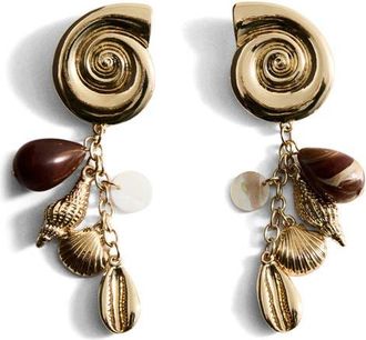 Mango Shell Pendant Drop Earrings in Gold at Nordstrom