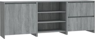 vidaXL Vidaxl - Aparador De 3 Piezas Madera Manufacturada Gris Sonoma