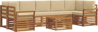 vidaXL Conjunto De Sof&aacute;s De Exterior 8 Uds. Natural Y Beige Vidaxl