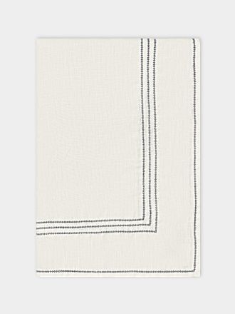 Volga Linen Hem-Stitch Linen Rectangular Tablecloth (110in/2.8m)