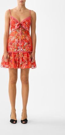 Camilla Tie Front Short Dress With Hem Ruffle in Ol&eacute; Ol&eacute; at Nordstrom, Size Xx-Large Au