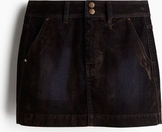 H&M Beflockter Jeansjupe - Schwarz