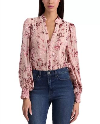 Alice & Olivia Arlette Blouse In Mystic Garden English Rose