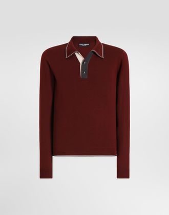 Dolce & Gabbana Wool Polo Shirt - Man Sweaters And Cardigans Burgundy Wool 54