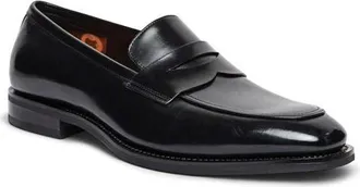 Santoni Gregor Leather Penny Loafer in Black at Nordstrom, Size 11.5
