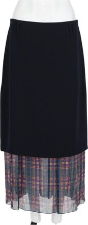 Dries Van Noten Blue Layered Sheer Plaid Underlayer Midi Skirt