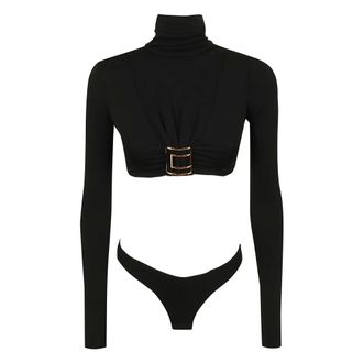 Elisabetta Franchi Body de punto con logo joya - Tops - Mujer - Negro - S