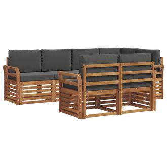 vidaXL Conjunto De Sof&aacute; Seccional Con Coj&iacute;n 7 Pcs Natural Y Antracita Vidaxl