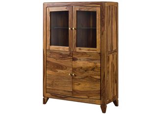 Massivmoebel24 Ancona 130 Credenza In Legno Di Sheesham - Laccato / Marrone 100x45x150