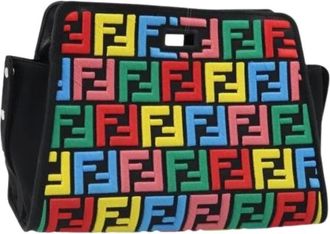 Fendi Pre-owned Handbags, female, Multicolor, Size: ONE SIZE Pre-owned Zucca Canvas Shoulder Bag
