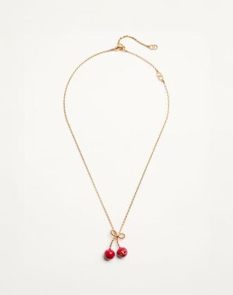 Valentino Garavani Cherryfic Metal And Enamel Necklace Wo