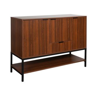 Sweeek Aparador de 3 puertas de madera de nogal y metal, 110cm, nogal