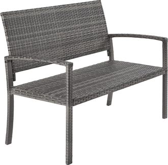 TecTake Banco de jard&iacute;n, polirat&aacute;n, resistente, para dos plazas, gris