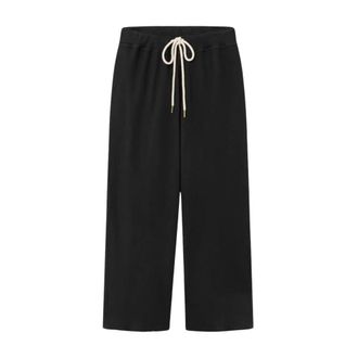 The Great. Wide Leg Cropped Sweatpant - Dames - Vrijetijds broeken - Zwart - XS - Katoen - Broeken