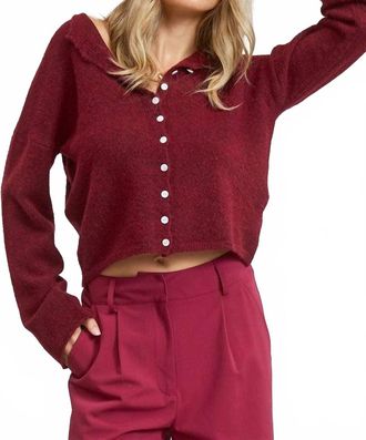 Mimosa Button Down Cardigan In Burgundy